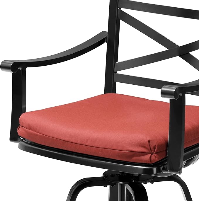 Pellebant 30 Inch Sunbrella Outdoor Bar Stools Set of 8, Aluminum Swivel Patio Bar Height Bar Stools with Back & Footrest, for Deck Lawn Garden(Red)