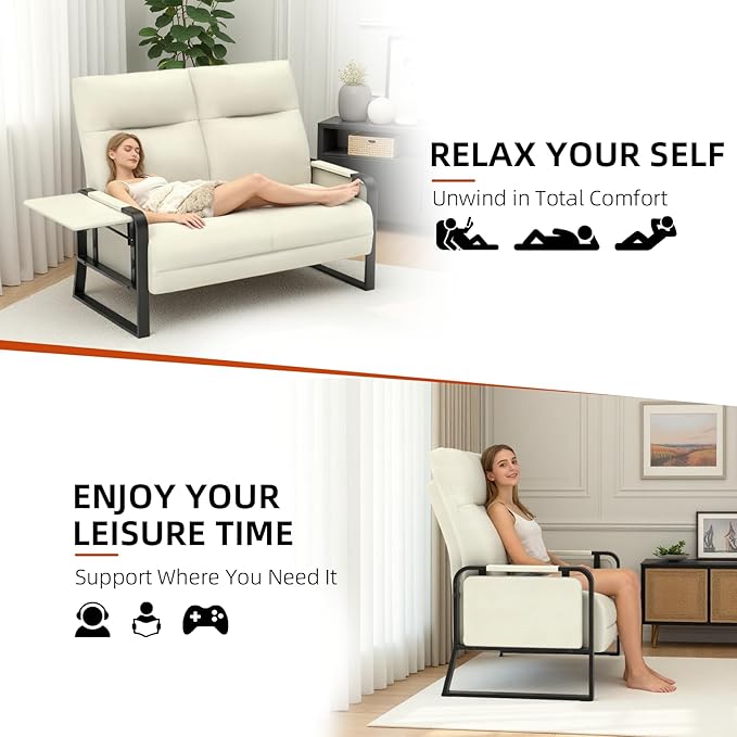 Modular Cloud Sectional Couches for Living Room, Faux Leather Loveseat & Accent Chairs Set of 2, Upholstered Sectional Sofa Set for Office, Beige