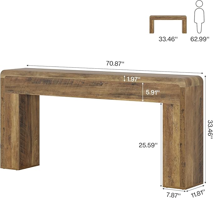 Tribesigns 70.9-Inch Extra Long Console Table, Rustic Wooden Sofa Table Behind Couch, Farmhouse Entryway Console for Living Room, Entryway, Hallway, Foyer (Brown)