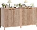 Sideboard Buffet Cabinet Set of 2, 31" Storage Cabinet with 2 Doors and Adjustable Shelves, Sideboard Console for Dinning Room, Kitchen and Living Room - Oak