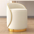 Swivel Round Vanity Stool - with Back Modern Comfy Vanity Chair/upholstered Ottoman Living Room Bedroom Makeup Chair,Off-White
