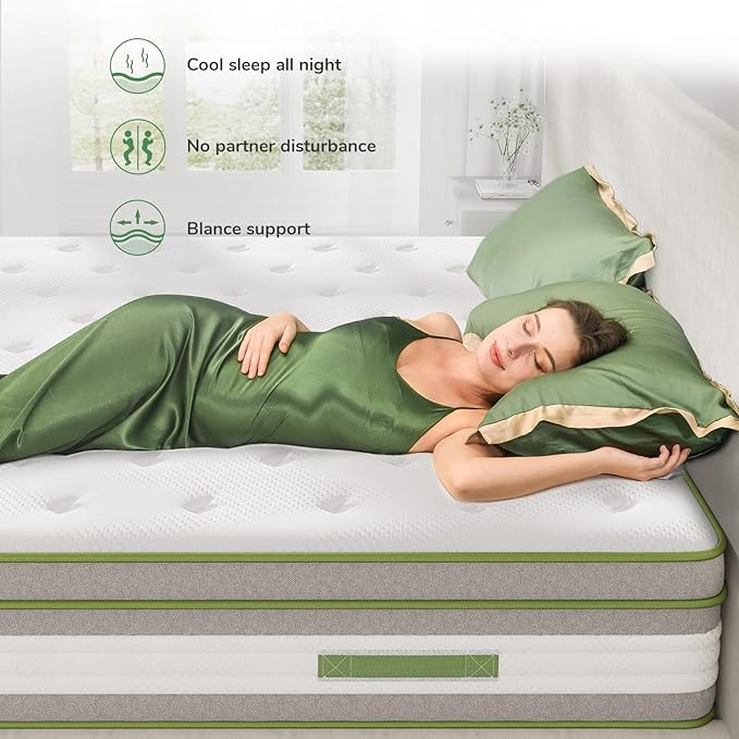 Novilla Queen Mattress, 12 Inch Hybrid Pillow Top Queen Size Mattress in a Box with Gel Memory Foam & Individually Wrapped Pocket Coils Innerspring for a Cozy & Peaceful Sleep