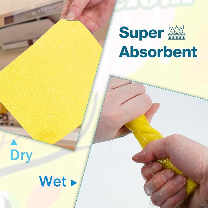 Swedish Dishcloths for Kitchen, 15-Pack - Extra Absorbent & Fast Drying, Reusable Washable Cleaning Cloths, Eco-Friendly Kitchen Towels Replace Sponges & Paper Towels