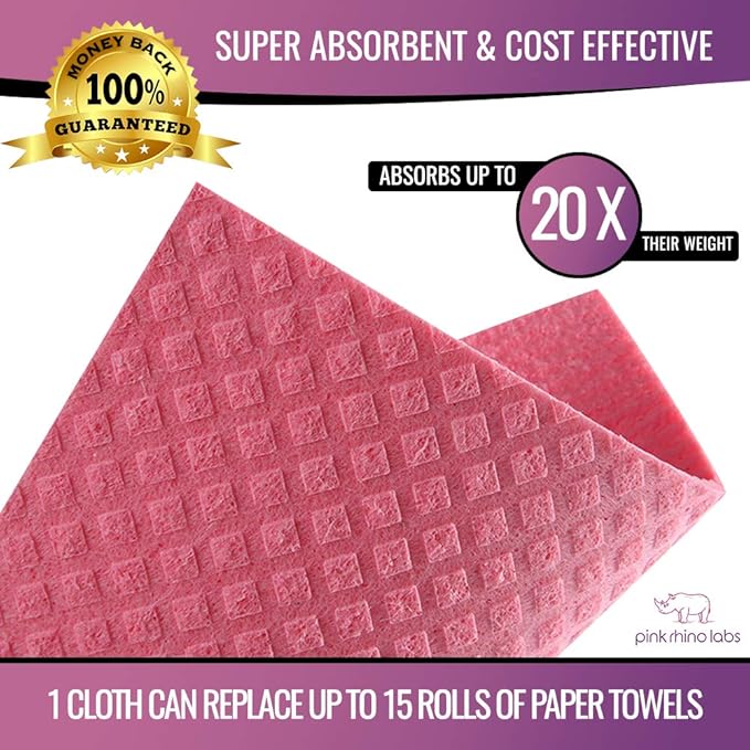 Swedish Dishcloths – Eco-Friendly Reusable Kitchen Towels – 10 Pack Cleaning Cloths for Dishes, Counters & Surfaces – Super Absorbent, Compostable, Zero-Waste Alternative -