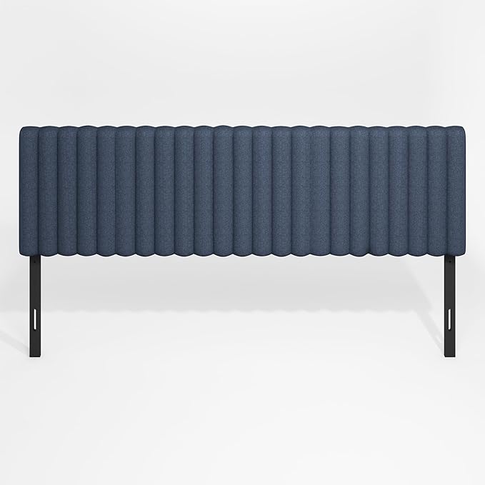 Furinno Roanne Headboard King Size, Tufted Upholstered Wooden Headboard, Bed Frame Mount Head Board, Easy Assembly, for Bedroom, Dorm, Blue Denim