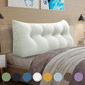 WOWMAX Triangular Headboard Pillow Bed Wedge Pillow for Headboard Full Size Wedge Pillow Headboard for Daybed Bunk Bed Large Bolster Pillow for Bed with Removable Cover, Grey-Beige