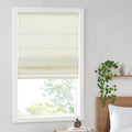 Madison Park Kyler Cordless Roman Shades - Single Panel, Lightweight Linen Blend Fabric, Natural Design, Easy Installation, Light Filtering Window Blind, Bedroom, Living Room Decor 27"W x 64"L Ivory