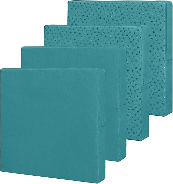 Easy-Going Waterproof Patio Cushion Covers 20x18x4 inch 4 Pack Replacement Non-Slip Outdoor Seat Cushion Slipcover with Zipper. Teal