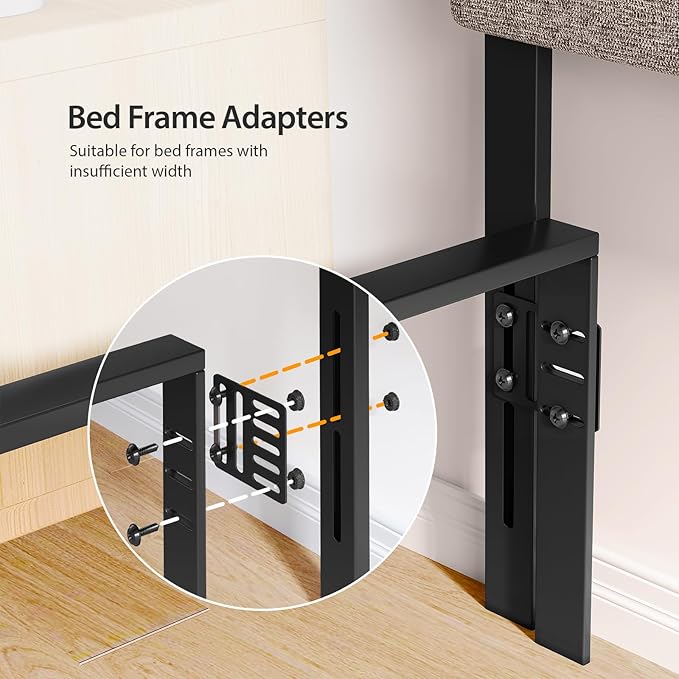 King/Cal King Size Upholstered Headboard, Adjustable Head Boards with LED Light & Charging Station, Bed Headboard Only, Attach Frame, Ideal for Bedroom, Dorm, Guest Room, Beige