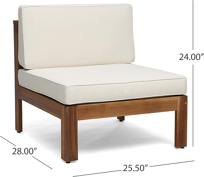 Christopher Knight Home Alice Outdoor 5 Piece Acacia Wood Sofa Set, Teak Finish, Beige