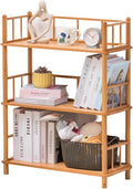 GOGOGO Expandable Bamboo Bookshelf - No Assembly & Modular, Bamboo 3-Tier Shelf & Ladder Shelf, Eco-Friendly Small Bookcase for Home Office- Useful Home & Housewarming Gift(Natural, 11.8" H(3 Tier))