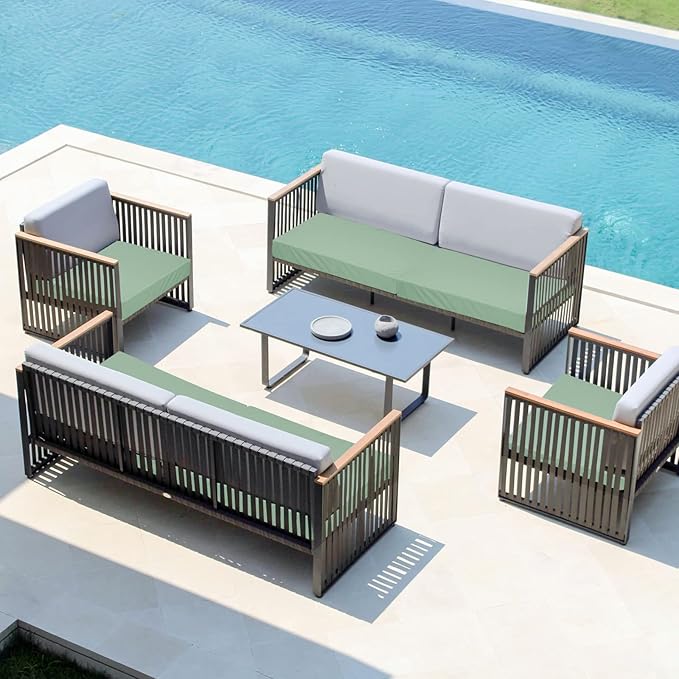 Easy-Going Waterproof Patio Cushion Covers 24x22x4 inch 2 Pack Replacement Non-Slip Outdoor Seat Cushion Slipcover with Zipper. Greyish Green