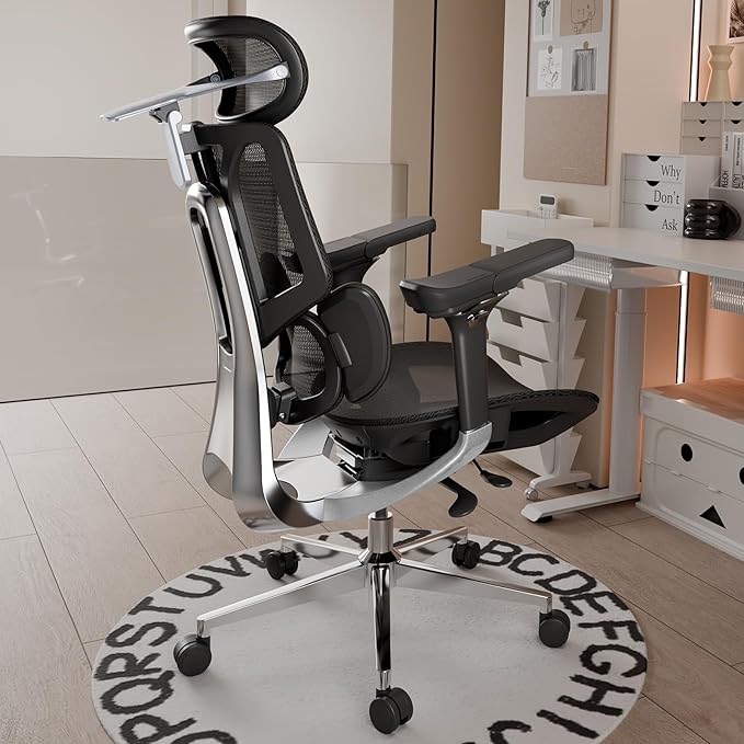 Hbada E3 Pro Ergonomic Office Chair, Big and Tall Office Chair - with 3-Zone Dynamic Lumbar Support, 4D Adjustable Headrest, 6D Adjustable Armrests, Swivel, Black(No Footrest)