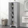 Tall Freestanding Storage Cabinet, Multi-Purpose Floor Organizer with 2 Doors & 5 Adjustable Shelves for Bathroom, Office, Living Room, Grey