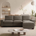 TEKAMON 100" Modular Sectional Sofa with Seats Storage, L Shaped Couch with Movable Ottoman, Chenille Fabric Couch for Living Room, Office, Apart W/Deep Seat, USB Charging,Removable Cover (Brown)