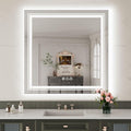 WTTY LED Bathroom Mirror 36"x36" with Backlit and Front Light,Stepless Dimmable LED Mirror for Bathroom,Anti-Fog Lighted Bathroom Vanity Mirror Modern,Memory Function,Shatter-Proof