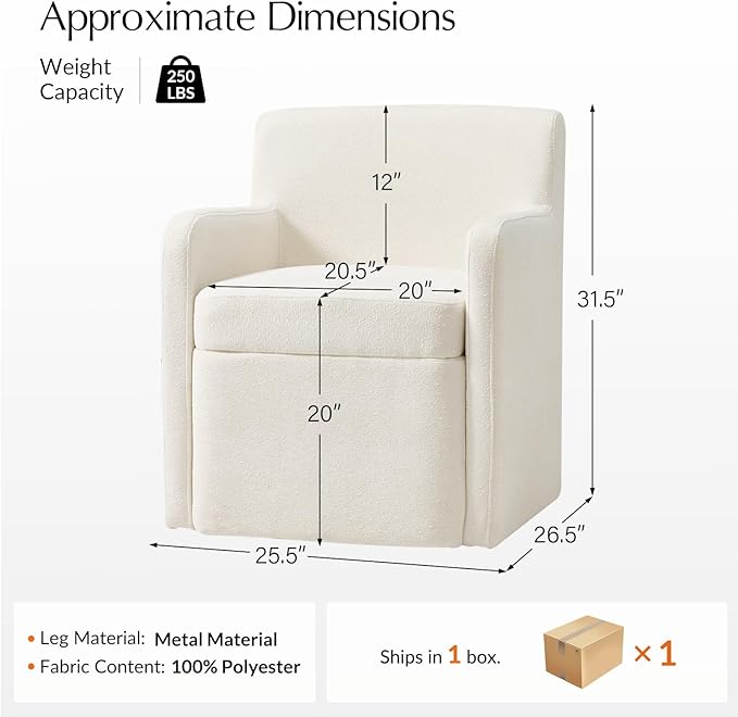 HULALA HOME Upholstered Dining Chair with Smooth-roling Castors, Modern Fabric Side Dining Room Chairs with Built-in Storage, Multi-Purpos Kitchen Chairs for Living Room, Beige