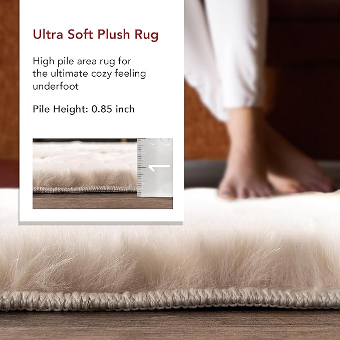 nuLOOM 2' x 3' Cozy Plush Area Rug, Machine Washable, Non-Slip, Soft Fluffy Shag Carpet for Living Room Bedroom Kids Room Nursery Home Decor, Nia White