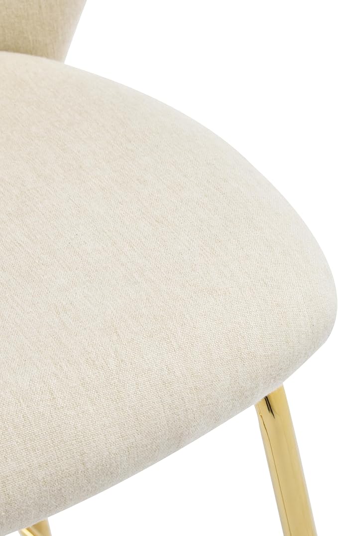 Christopher Knight Home Kira Indoor Upholstered Barstool with Metal Frame Set of 2, Bar Chairs Kitchen Stools, Comfy Fabric Bar Seating for Island Home Office, 29.5''Seat Height, Beige+Gold