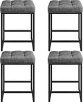 Yaheetech Barstools Set of 4, Counter Height Bar Stools, Kitchen Counter Bar Chairs, 24" Leather Bar Stools for Kitchen Island, Dining Room, Grey