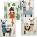 SWEDEdishcloths - Cellulose Sponge Dish Towels - Mixed Set of 4 (One of Each Design) Llama Swedish Dish Cloths