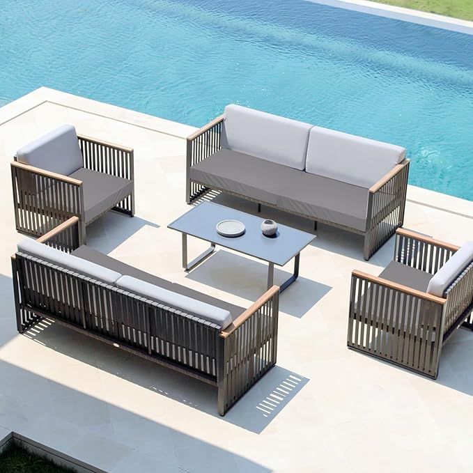 Easy-Going Waterproof Patio Cushion Covers 24x24x4 inch 4 Pack Replacement Non-Slip Outdoor Seat Cushion Slipcover with Zipper. Gray