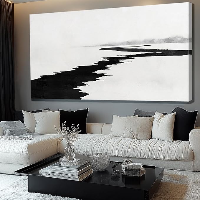 SDYA Simple Decorative Pictures Modern Home Decor 58x29 Abstract Wall Art for Living Room Kitchen Artwork Black Photo Prints