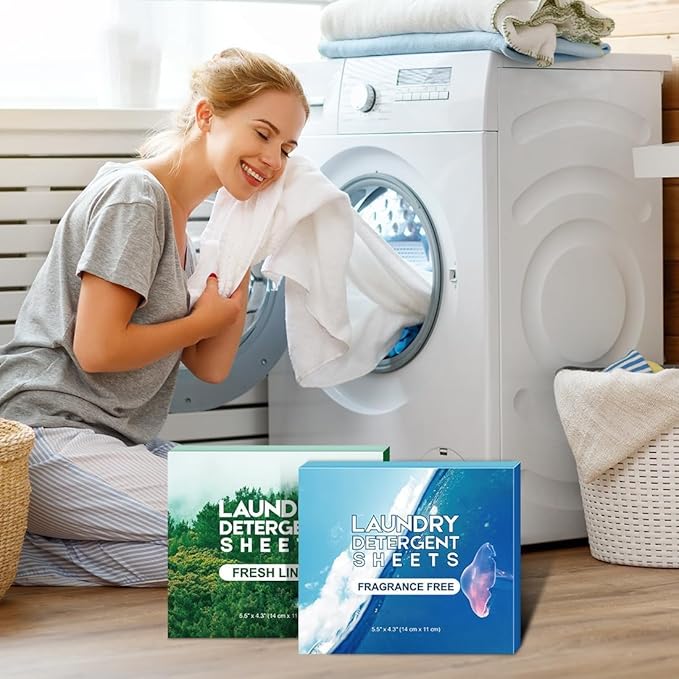 AIDEA Laundry Detergent Sheets, Unscented-(200 Loads) 100 Sheets, Laundry Detergent, No Plastic Jug, Lightweight & Easy To Use For Travel, Apartments, Dorms