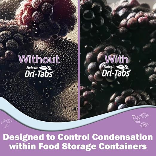 Dri-Tabs | Food-Safe Moisture Absorbers – Keep Fruits, Veggies, Snacks, Bread & More Fresher, Longer! Eco-Friendly, Plant Based Desiccant That Replaces Silica Gel Packets - 75pk (Magenta)