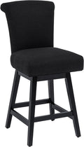 Bar Stool, 26 Inch Upholstered Barstools with 15.7" High Back and Footrest, Swivel Counter Height Barstools for Kitchen Island Home Bar Performance Fabric Black