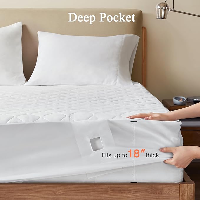 Beautyrest 3M Scotchgard Heated Mattress Pad - Electric Bed Warmer with 5 Heat Settings, 10 Hr Auto Shut Off Timer, All Around Elastic Deep Pocket, UL Certified, Machine Washable, White Cal King
