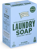 Ingredients Matter Powder Laundry Soap - Lotus Leaf + Sea Salt Scent, Hypoallergenic Detergent, Natural & Eco-Friendly, Plastic Free, Natural Essential Oils & Dermatologist Tested - 15 oz, 30 Loads