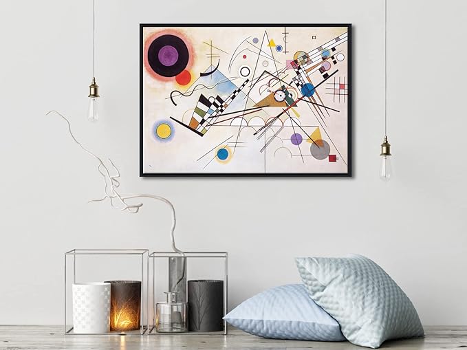 Wieco Art Framed Canvas Wall Art Wassily Kandinsky Composition VIII Picture Print of Famous Paintings Abstract Canvas Prints for Living Room Home Decor and Wall Decorations