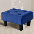 Small Foot Stool Ottoman, Velvet Footstool Ottoman Foot Rest for Couch, Rectangle Footstools and Ottomans Small for Living Room, Entryway and Bedroom (Blue)