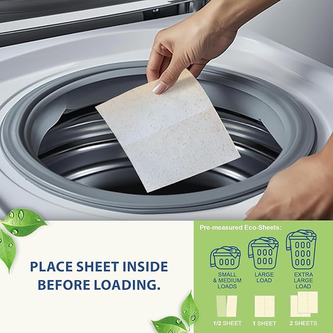 MorningRain Eco-Safe Laundry Detergent Sheets - Ingredients from Finland,Natural Scent, Bio-Enzyme Formula, Power Clean, 90 Sheets (Up to 180 Loads) - Non-Toxic, Preservative-Free, Designed in USA