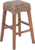 JONATHAN Y BSL1101A Maui 29.5" Rustic Bohemian Hyacinth/Wood Backless Bar Stool for Home, Kitchen, Dining Room, Workspaces, Cafes and Resturants, Brown Wash Woven Seat with Natural Wood Frame