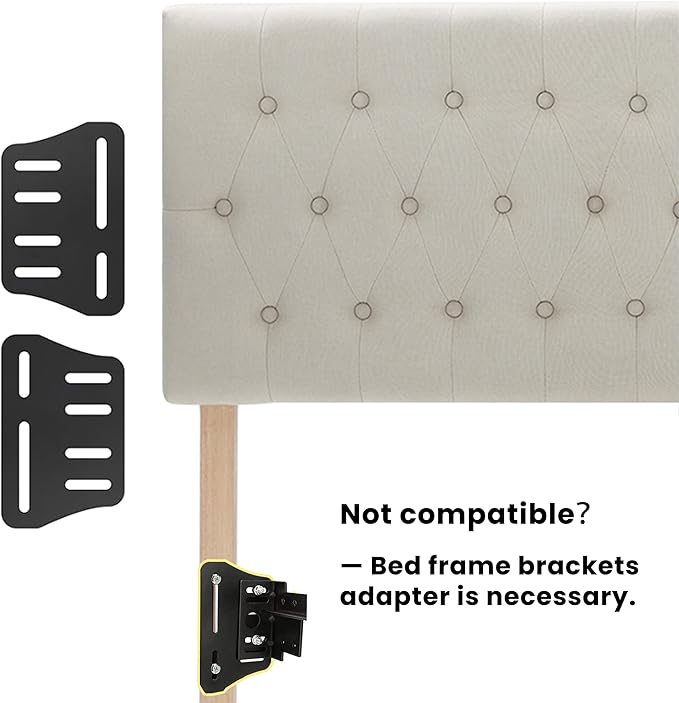 Kingfun Headboards in Modern Button Design, Premium Linen Fabric Upholstered Tufted Bed Headboard, Adjustable Solid Wood Head Board (Beige, Twin)