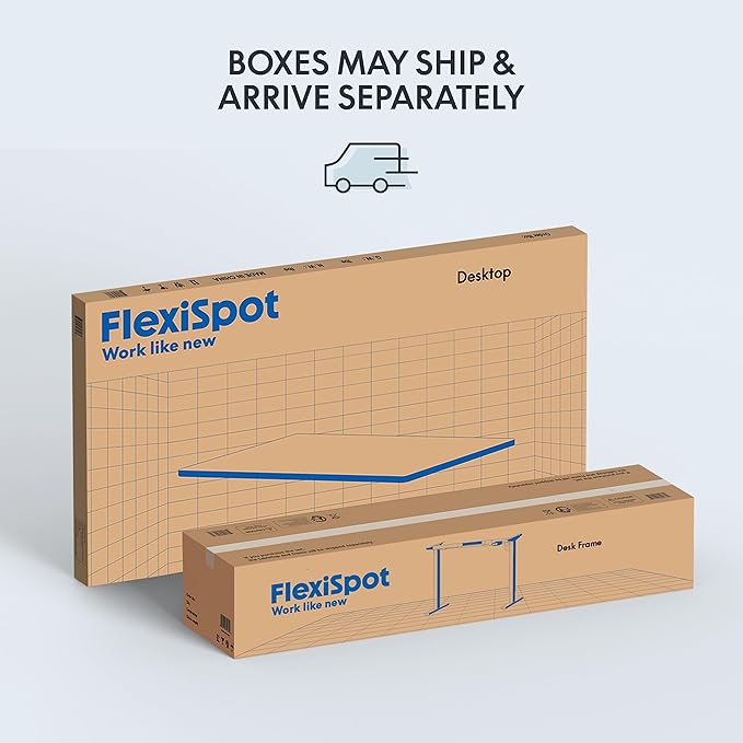 FLEXISPOT EN1 Whole-Piece Standing Desk 60"x24" Electric Height Adjustable Heavy Duty Steel Stand Up Desk Frame w/Automatic Smart Keypad (Black Frame + White Top, 2 Packages)