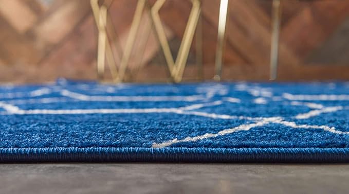 Unique Loom Trellis Frieze Collection Area Rug - Geometric (2' x 3' 1", Navy Blue/ Ivory)
