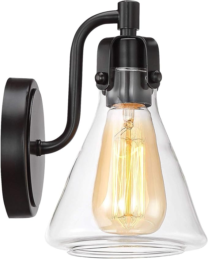 Possini Euro Design Cindy Rustic Wall Light Sconces Set of 2 Bronze Hardwire 5 1/2" Fixture Beaker Clear Glass Shade for Bedroom Bathroom Bedside Vanity Living Room Home Hallway Dining Kitchen