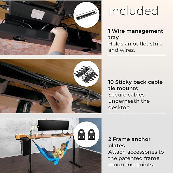 UPLIFTDESK V2 2-Leg Black Laminate Wood Standing Desk – Adjustable Height, Advanced 1-Touch Memory Keypad, Under Desk Cable Management, Wire Grommets & Rocker Board (Black C-Frame, 42 x 30 inch)