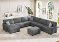 Wanderwell Oversized Modular Sectional Sofa, 9-Seater U Shaped Couches with Movable Ottoman,Corduroy Sectional Couch with Wide and Deep Seats Suitable for Living Room,Bedroom,Apartment (Grey, U-9)