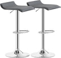 VECELO Bar Stools Set of 2, Swivel Bar Chairs, Counter Bar Stools with Height-Adjustable, Modern Armless PVC Stools for Kitchen/Island/Bar/Dining Room/Party, Dark Grey
