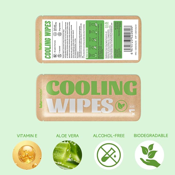 Cooling Body Wipes, Individually Wrapped Biodegradable Shower Wipes, Cooling Towels for the Gym, Workout, Hiking, Travel, and Sport, Oversized and Extra-Thick (1, Mint Chill)