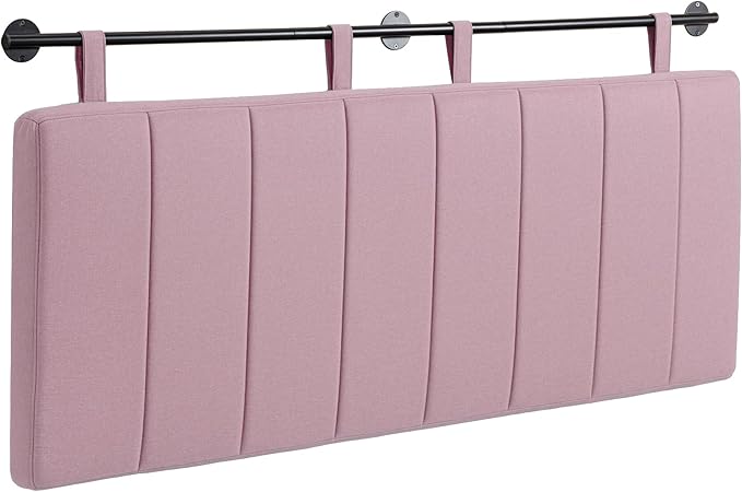 UEV King Headboard Only, Wall Mounted Hanging Upholstered Bed Head Board, Modern Vertical Channel Design of Fine Linen, Elegant Pink Fluted Headboard for Bedroom (Pink, King Size)