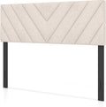 Giantex Linen Upholstered Headboard, Adjustable Width Button Tufted Headboard Only with Solid Wood Legs, Attach Frame, Rectangular Headboard for Queen Full Size Bed, Beige