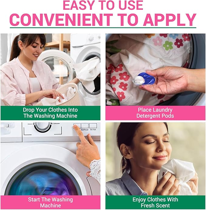 WBM Laundry Detergent Pods - Ultra-Concentrated, Hypoallergenic, Stain-Fighting, Evergreen Scent, 128-Pack, Recyclable Packaging for Eco-Friendly Cleaning