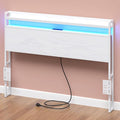Elephance Headboard for Full Size Bed Frame with 2 Tier Storage, with Outlets, USB and Type C Ports and LED Light, Height Adjustable, Platform Bed Headboard Only, Easy Assembly, White