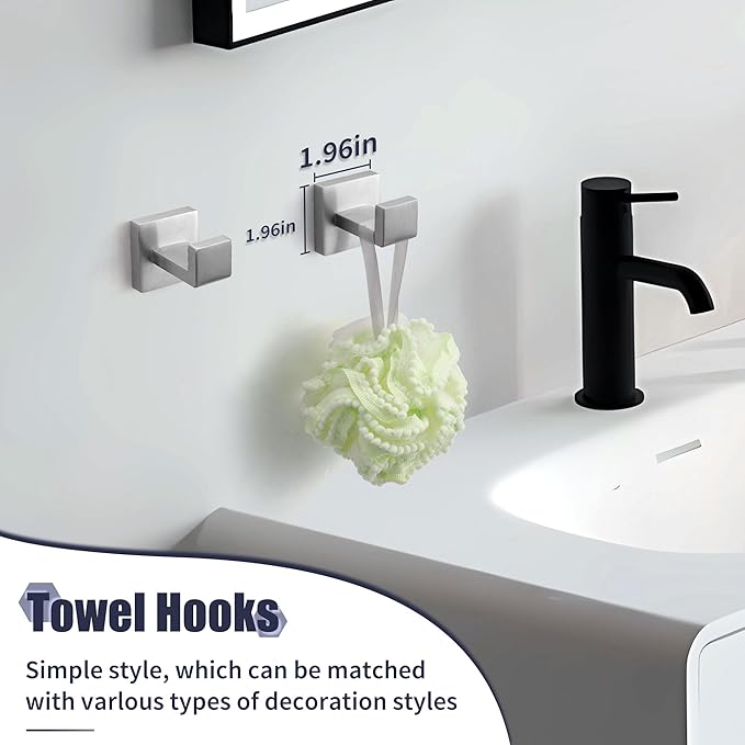 10-Pieces Brushed Nickel Bathroom Accessories Set, Stainless Steel Bathroom Hardware Set, Towel Racks for Bathroom Wall Mounted 24 Inch Bath Towel Bar Set.