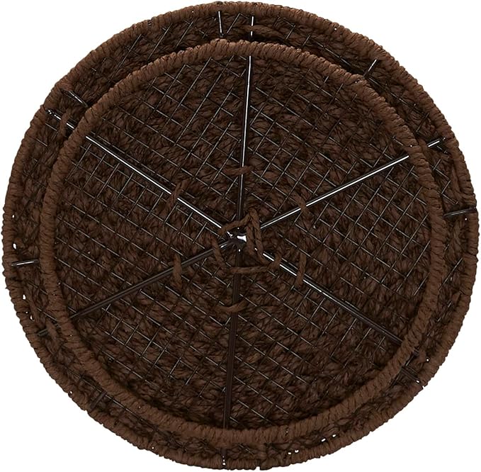 Household Essentials Handwoven Paper Rope Barrel Wicker Storage Basket Side Table, Brown